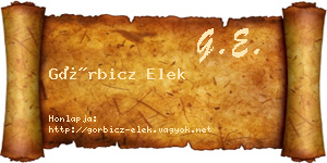 Görbicz Elek névjegykártya