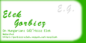 elek gorbicz business card
